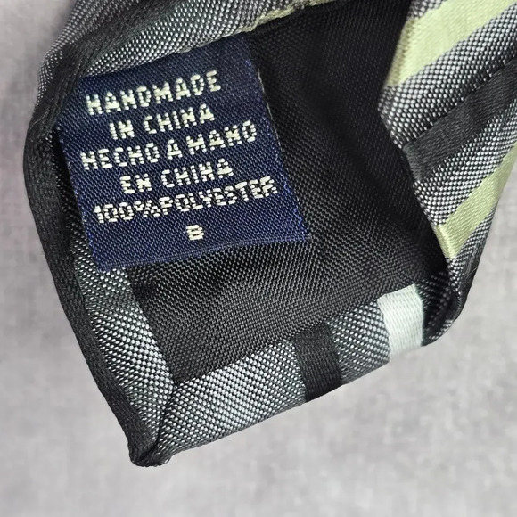 Van Heusen Black Gray Green Stripe Geometric Executive Neck Tie Men's - Picture 5 of 5